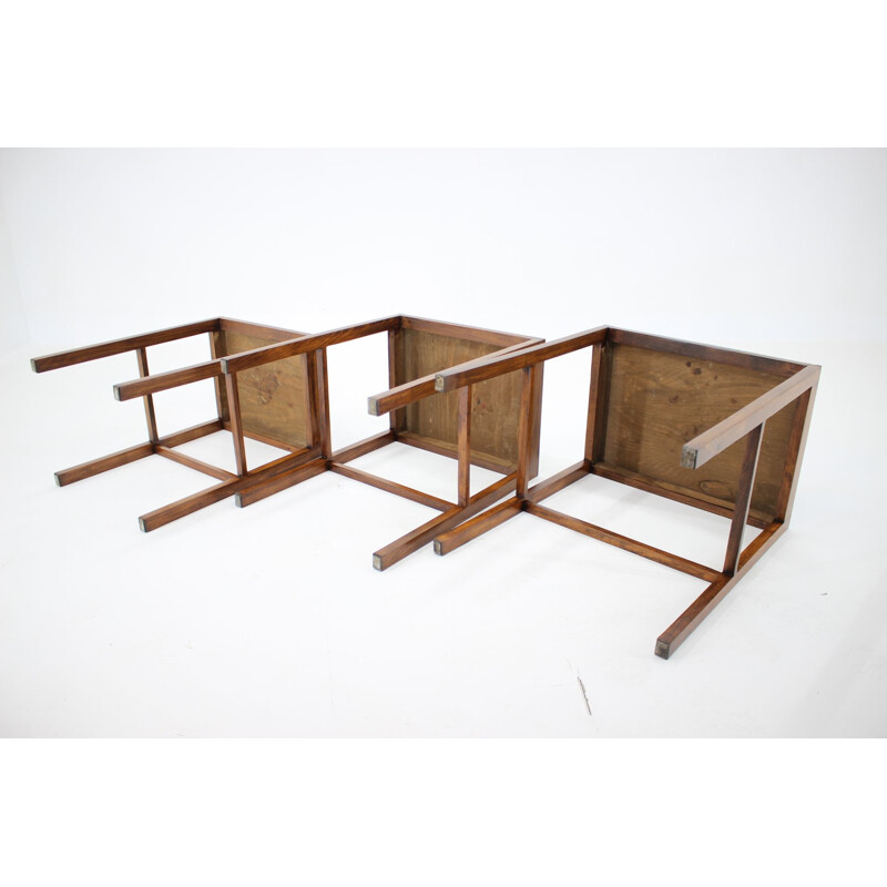 Lot de 3 tables gigognes vintage H-50 par Jindrich Halabala, Bauhaus, 1930