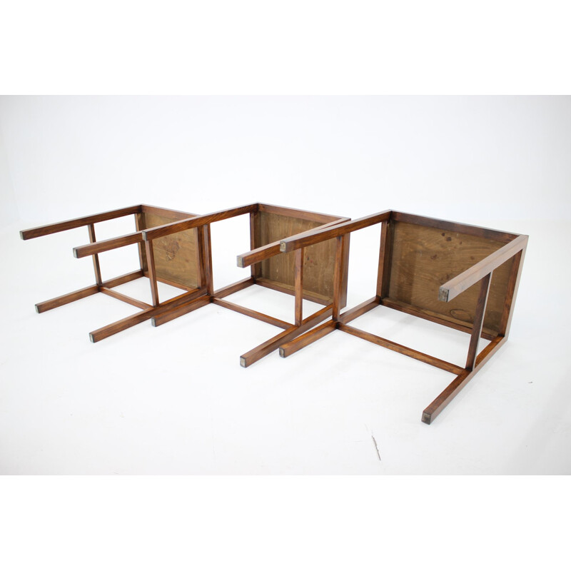 Set of 3 vintage H-50 nesting tables by Jindrich Halabala, Bauhaus, 1930