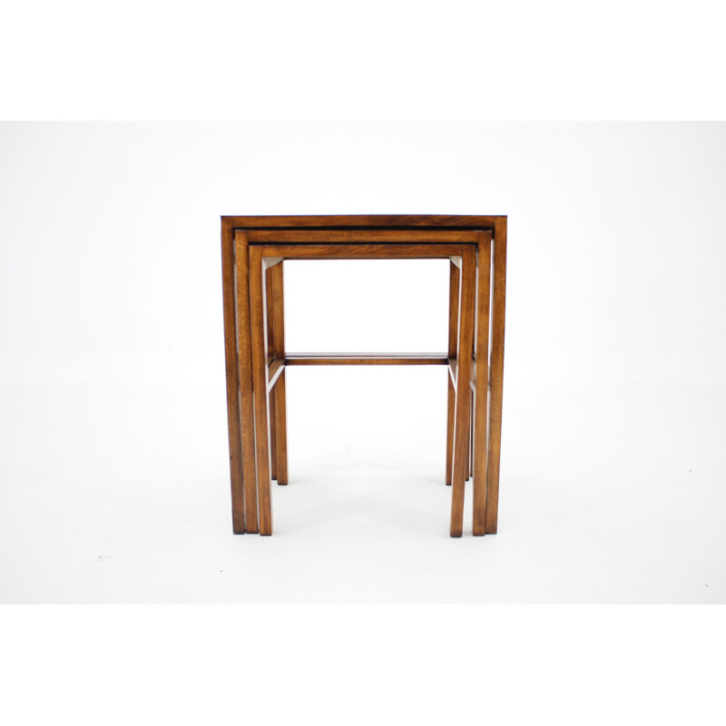 Set of 3 vintage H-50 nesting tables by Jindrich Halabala, Bauhaus, 1930