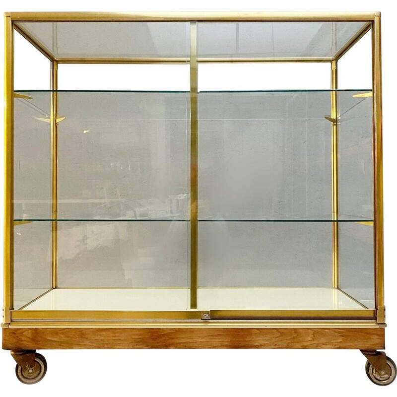 Vintage 2-door  brass display case