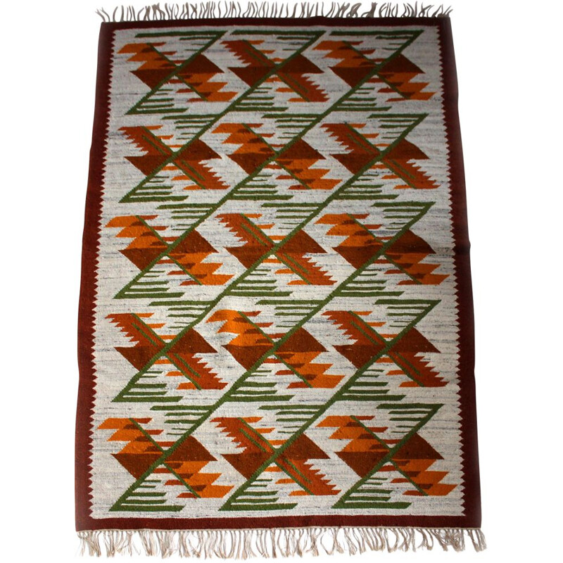 Vintage  Wool Geometric Carpet from Cepelia, Mid-Century 1960s