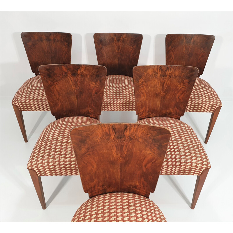 Lot de 6 chaises vintage de Jindřich Halabala, Art Déco 1940