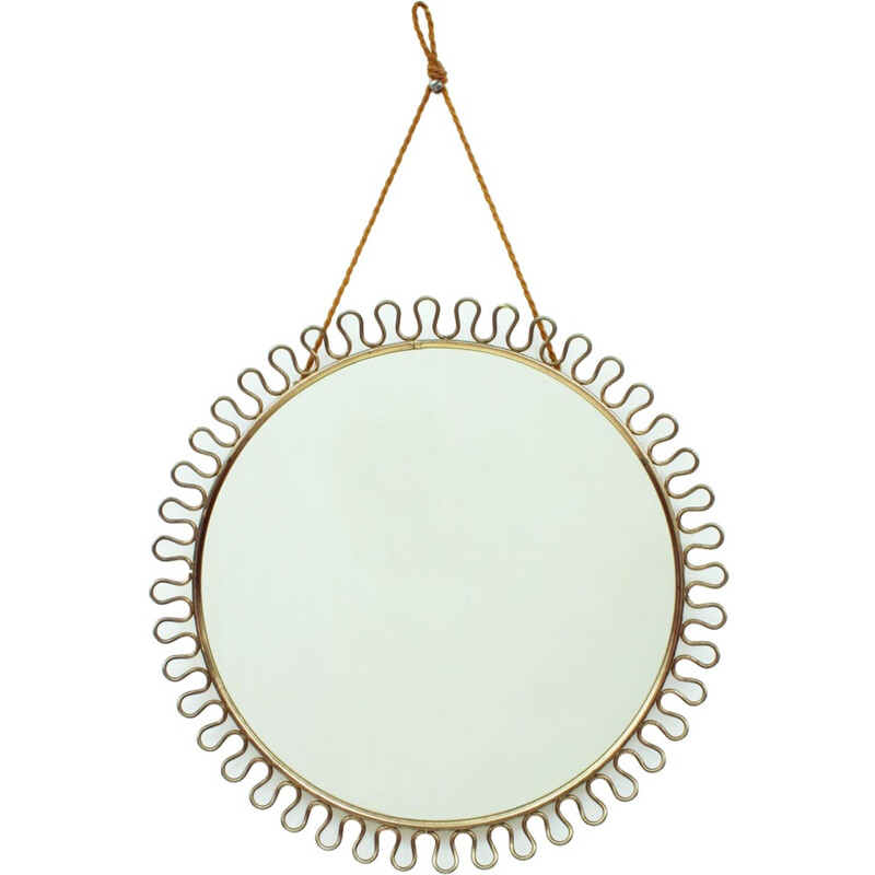 Swedish round mirror in brass - 1950s