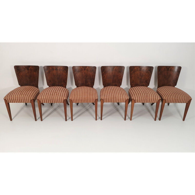 Lot de 6 chaises vintage de Jindřich Halabala, Art Déco 1940