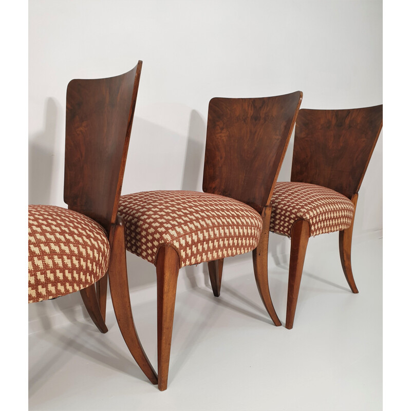 Lot de 6 chaises vintage de Jindřich Halabala, Art Déco 1940