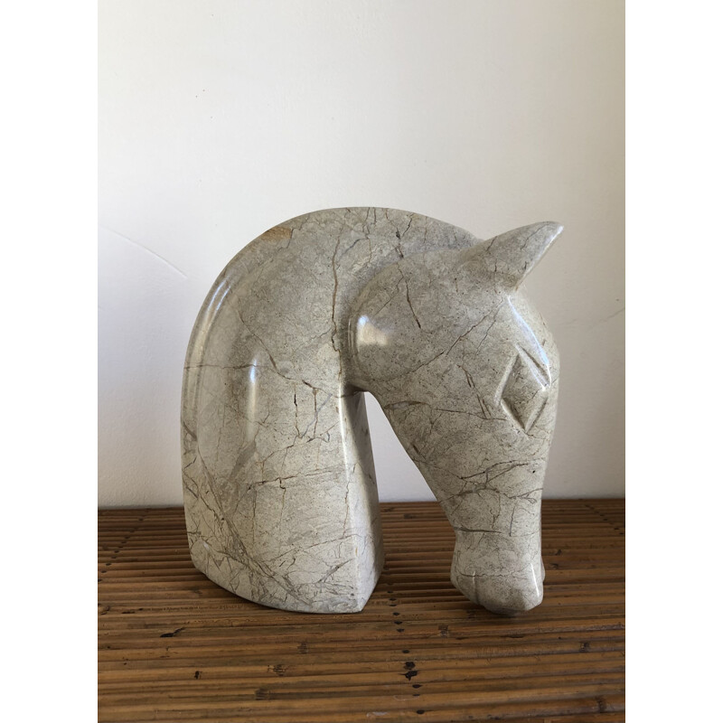 Vintage marble horse head statuette
