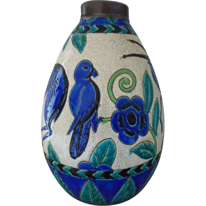 Vase vintage Art déco par C. Catteau et M. Bufresne pour Kéramis, 1930