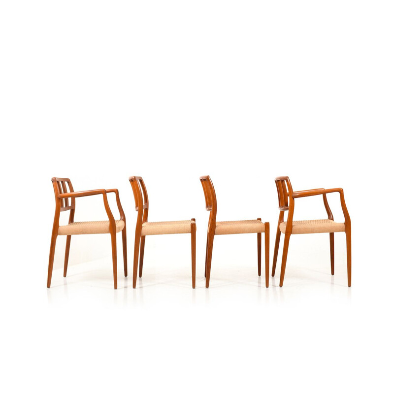 Set of 4 vintage Model 8366 Teak Dining Chairs by Niels O. Moller 1960s