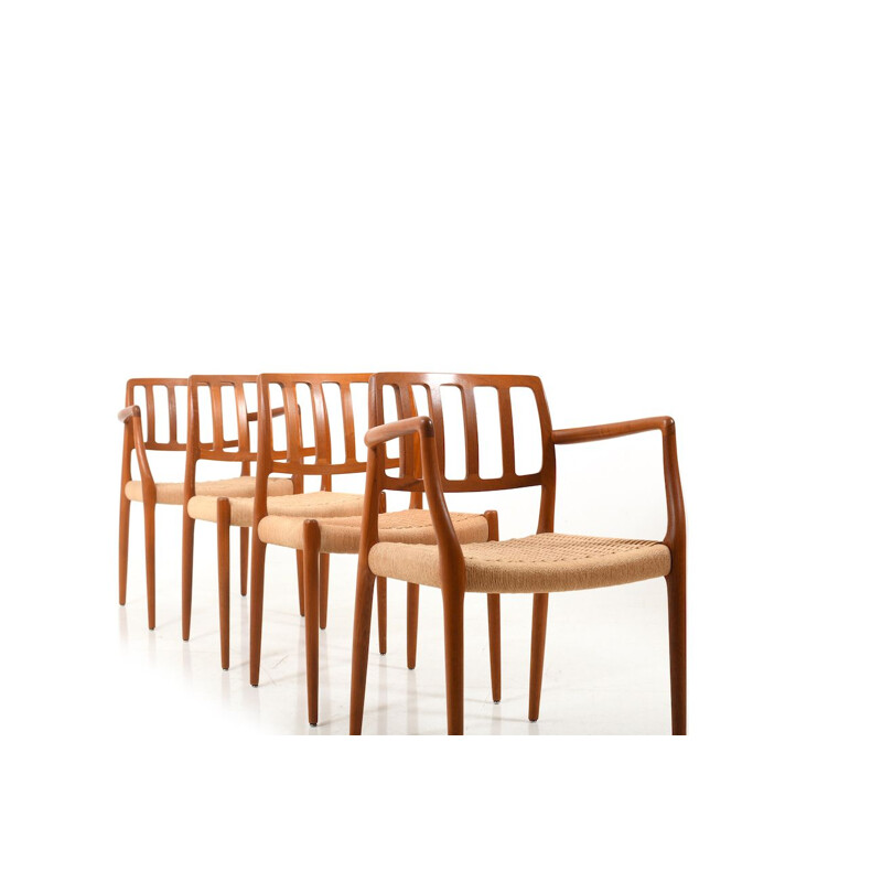 Set of 4 vintage Model 8366 Teak Dining Chairs by Niels O. Moller 1960s