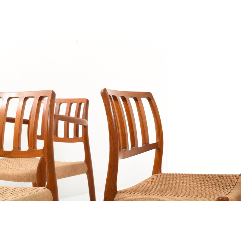 Set of 4 vintage Model 8366 Teak Dining Chairs by Niels O. Moller 1960s
