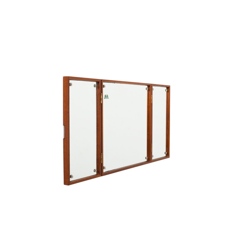 Vintage three-leaf Teak Mirror by Peter Hvidt & Orla Molgaard 1950s