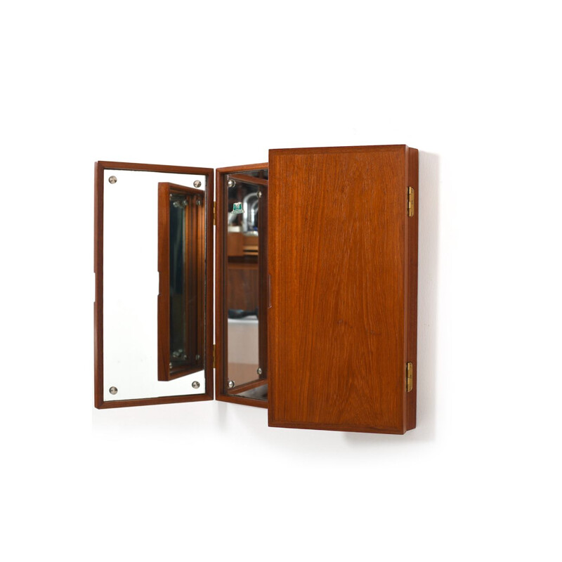 Vintage three-leaf Teak Mirror by Peter Hvidt & Orla Molgaard 1950s