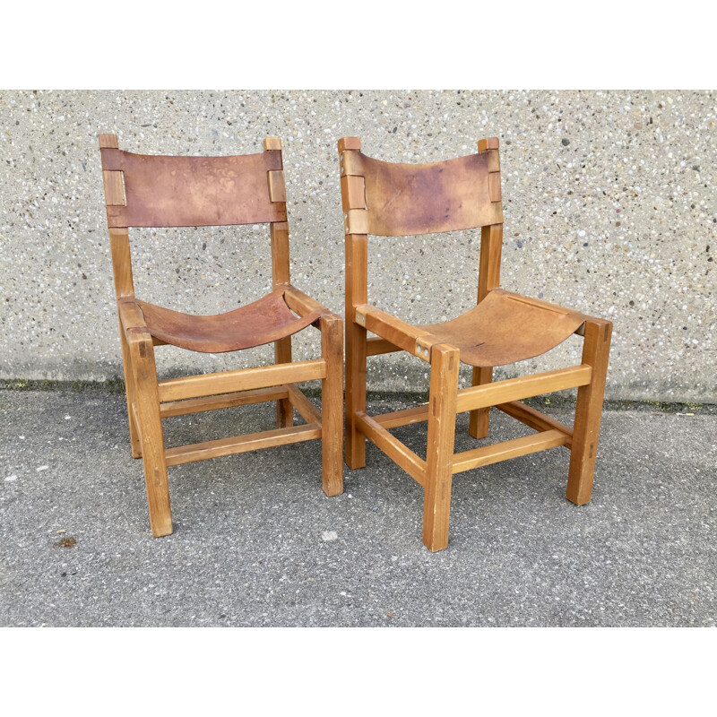Paire de chaises vintage de pierre chapo 1980