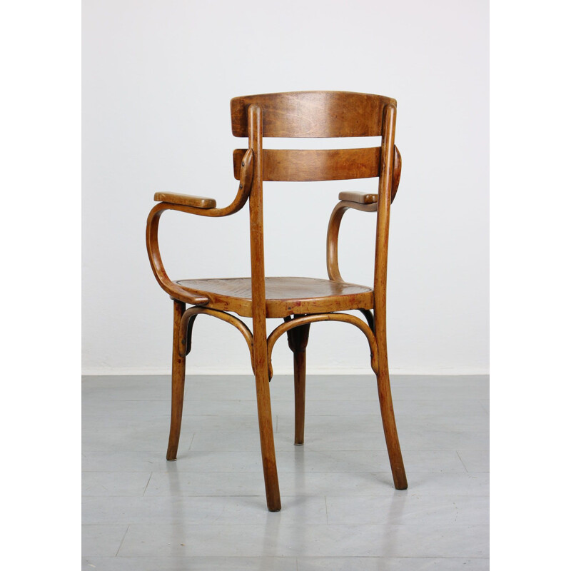 Vintage gebogen houten fauteuil van Michael Thonet