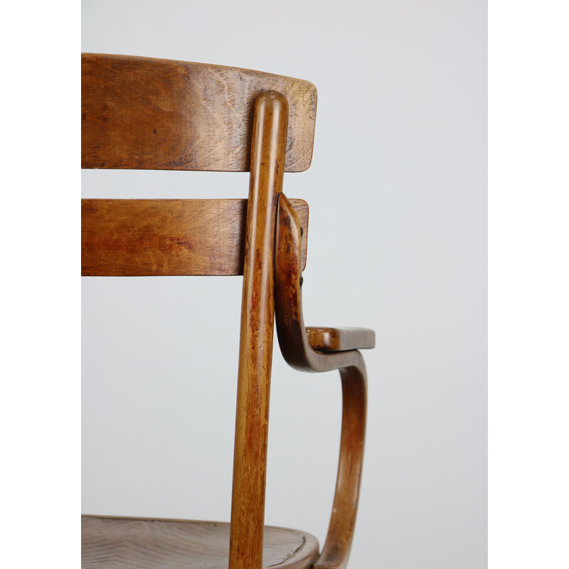 Vintage gebogen houten fauteuil van Michael Thonet