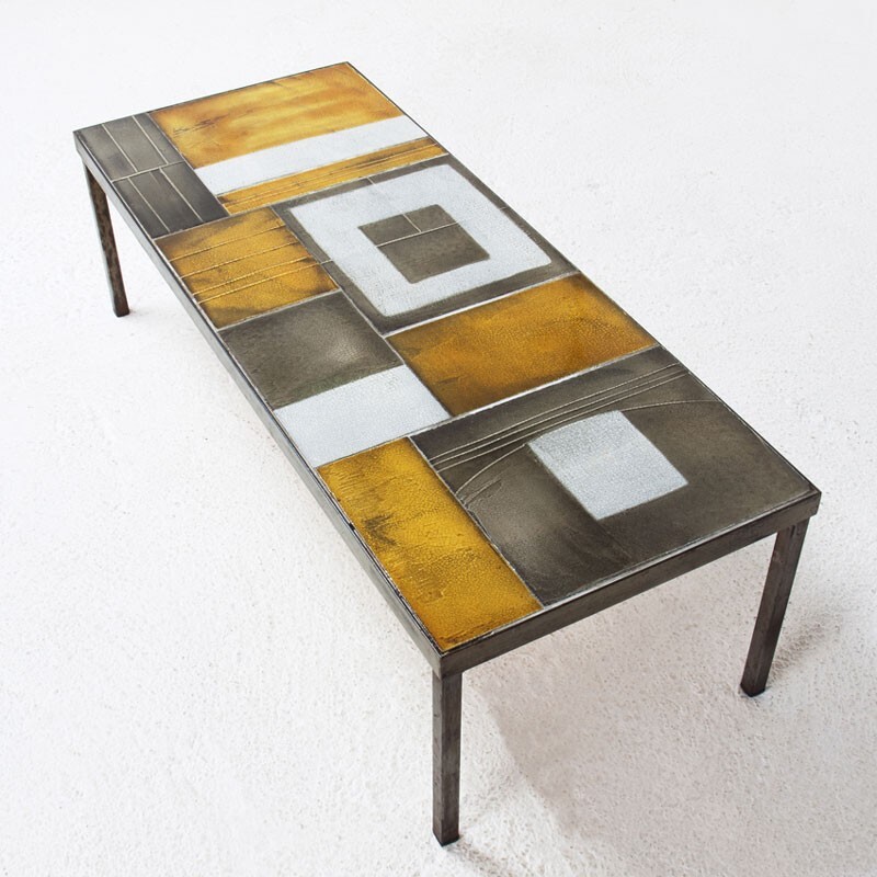 French coffee table in ceramic and metal, Roger CAPRON - 1960s