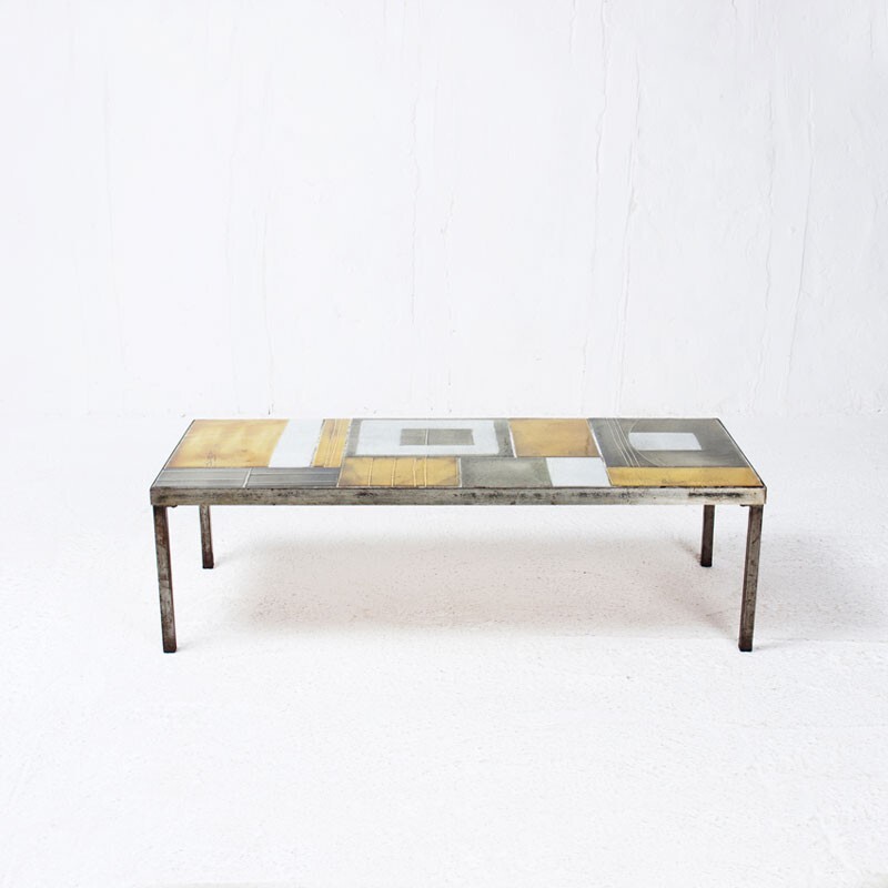 French coffee table in ceramic and metal, Roger CAPRON - 1960s