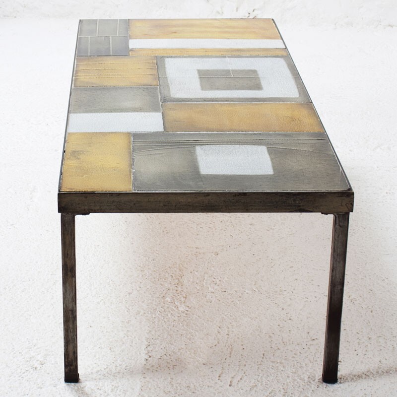 French coffee table in ceramic and metal, Roger CAPRON - 1960s