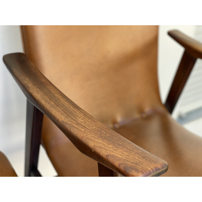 Pair of vintage Leatherette Arm Chairs of Louis Van Teefeelen