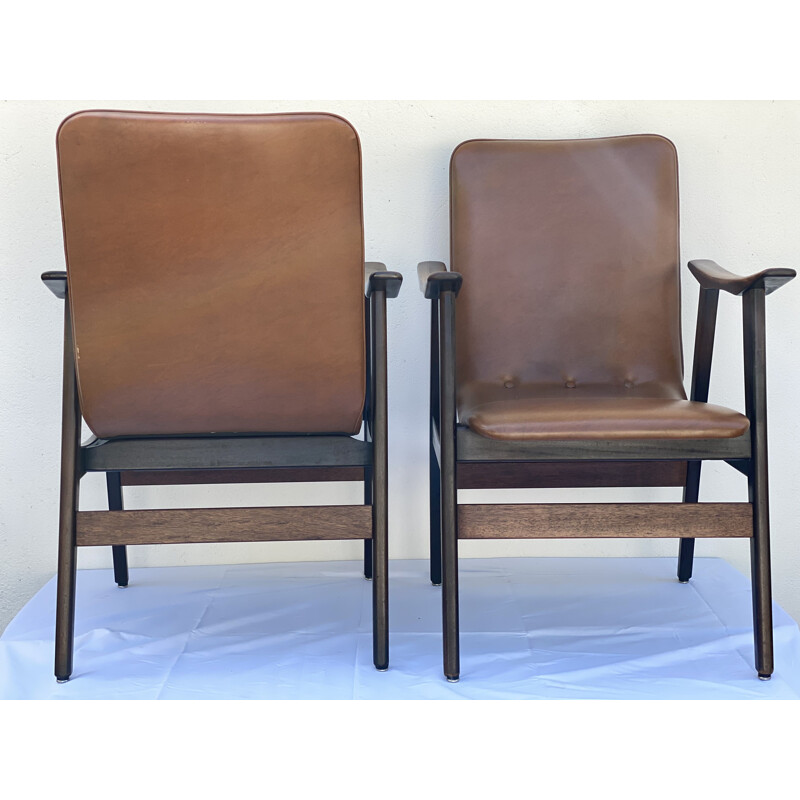 Pair of vintage Leatherette Arm Chairs of Louis Van Teefeelen