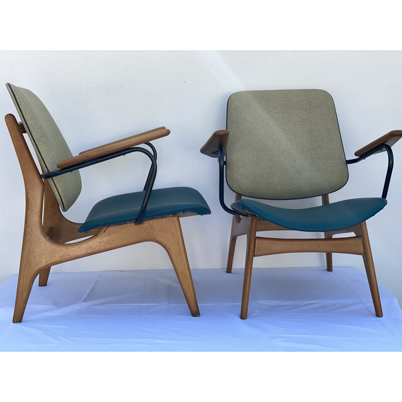 Pair of vintage Industrial Chairs Louis Van Teeffelen 