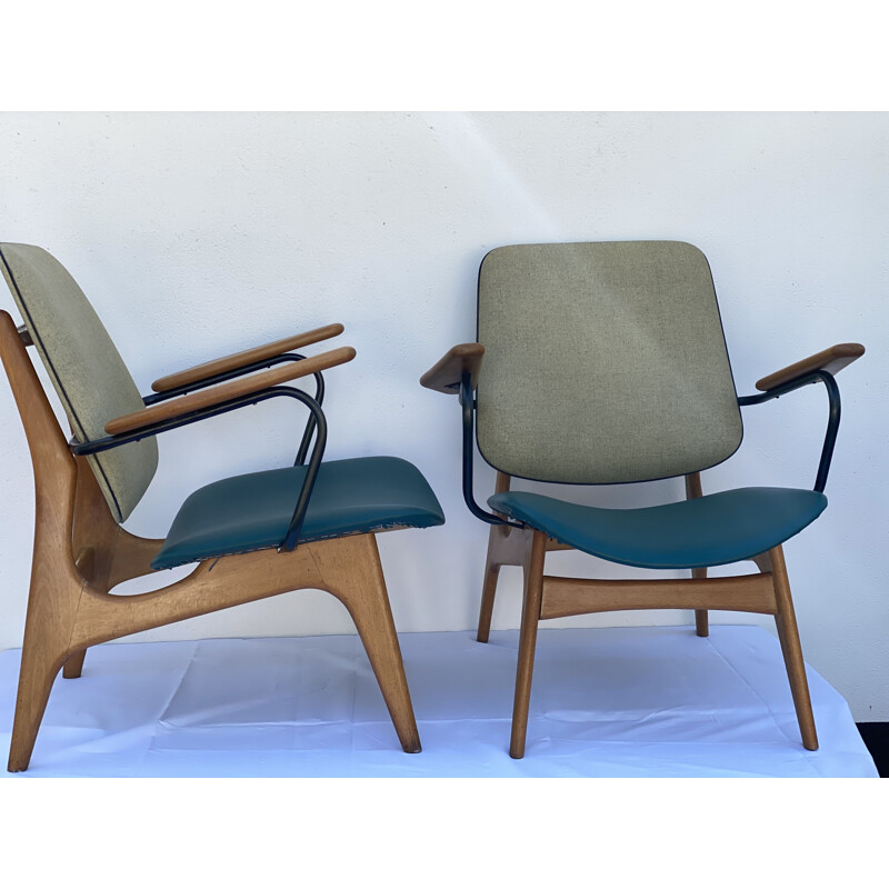 Pair of vintage Industrial Chairs Louis Van Teeffelen 