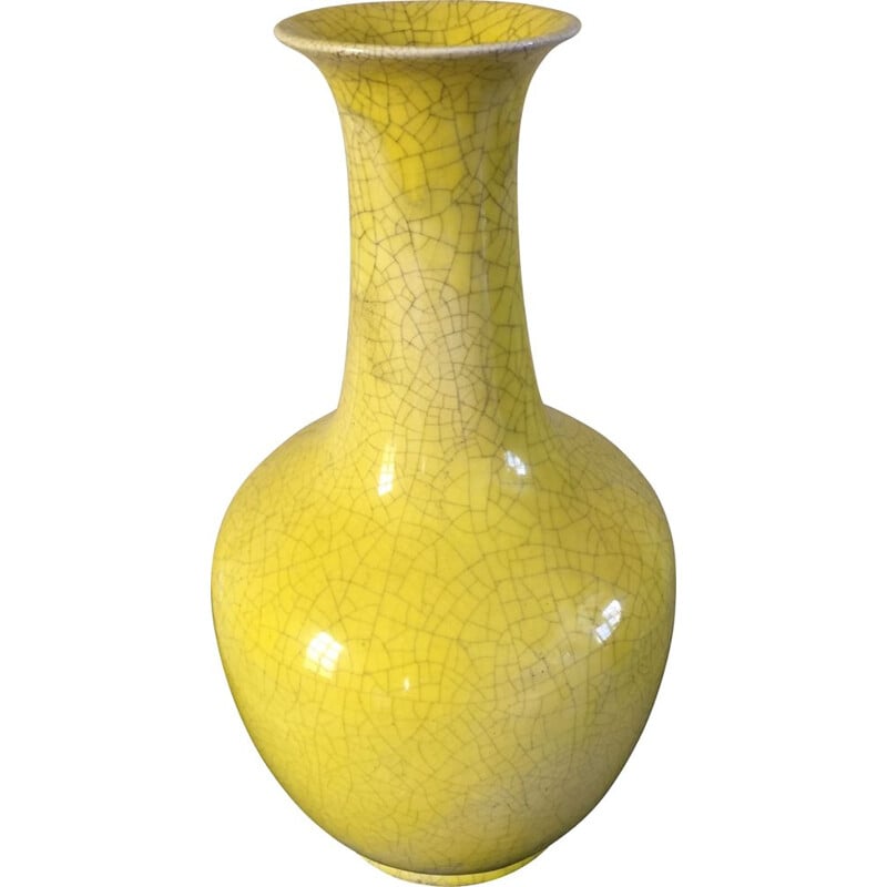 Vase Vintage Craquelé gelb Art Deco