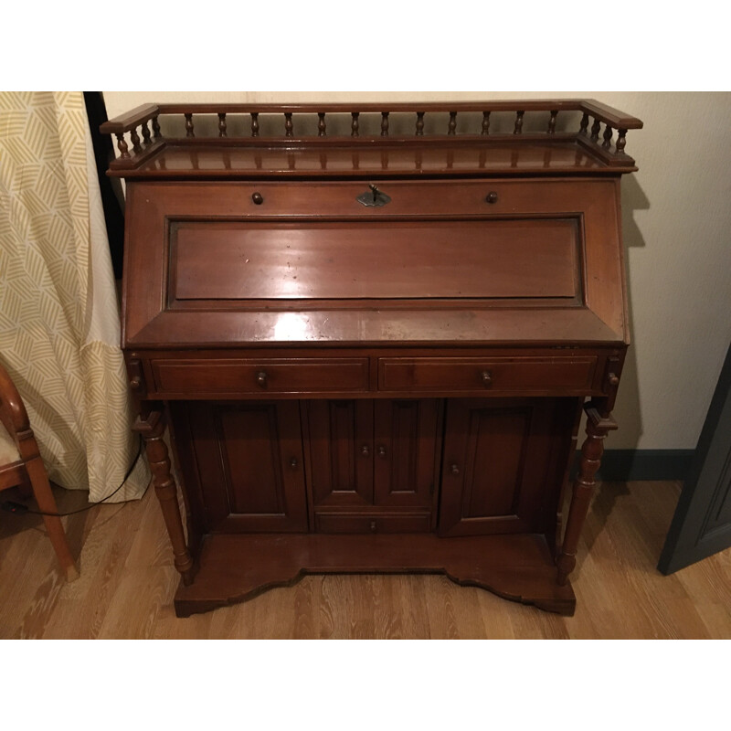 Vintage T. Chippendale walnut sloping desk with flap, English