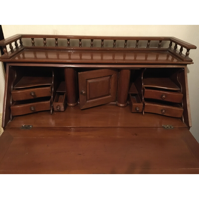 Vintage T. Chippendale walnut sloping desk with flap, English