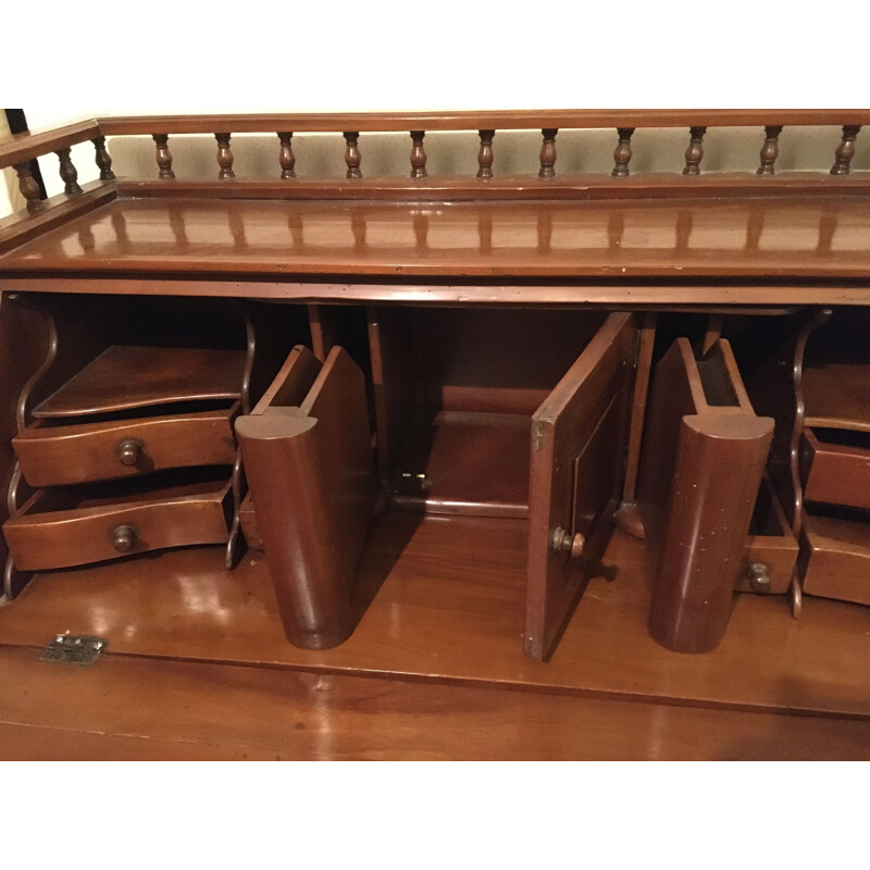 Vintage T. Chippendale walnut sloping desk with flap, English
