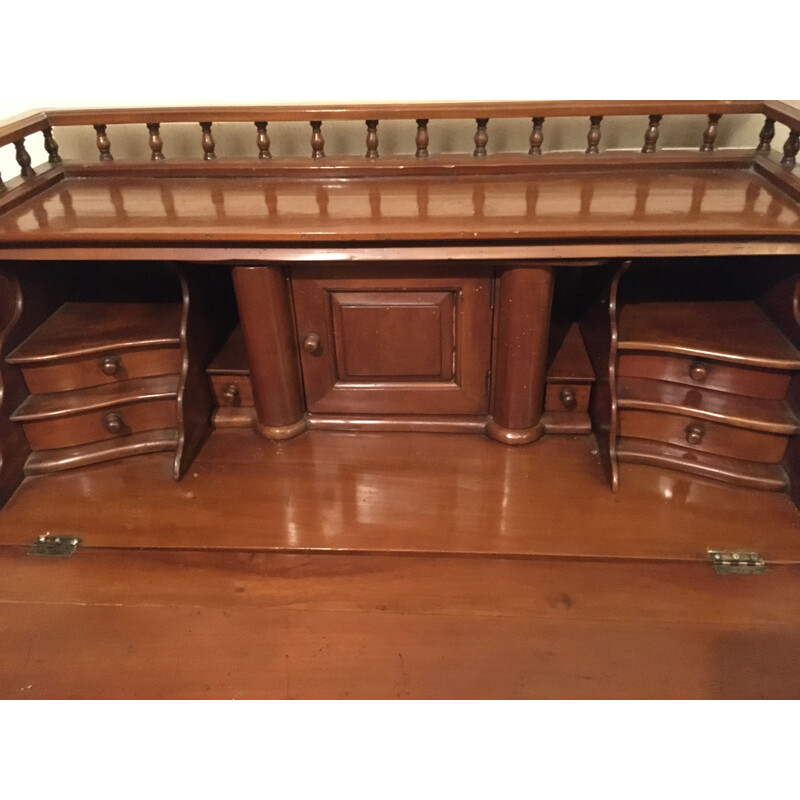 Vintage T. Chippendale walnut sloping desk with flap, English