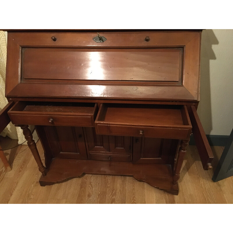 Vintage T. Chippendale walnut sloping desk with flap, English