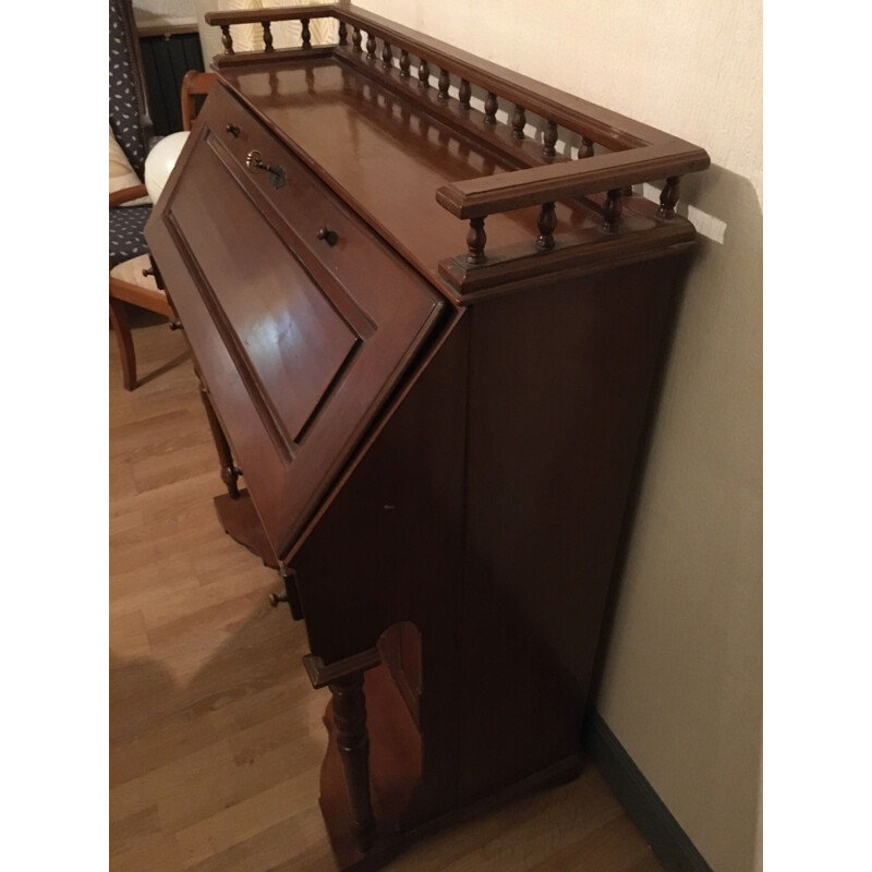 Vintage T. Chippendale walnut sloping desk with flap, English