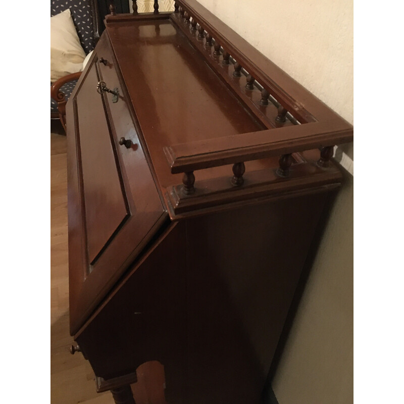 Vintage T. Chippendale walnut sloping desk with flap, English