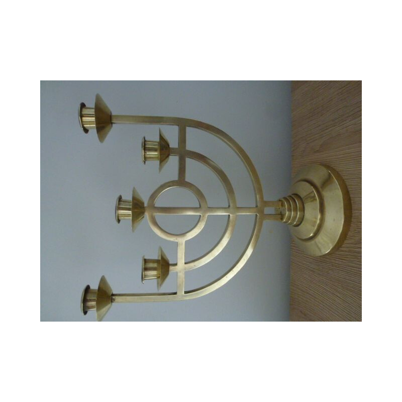 Coppia di candelabri d'epoca in ottone e bronzo Art Nouveau dello Jugendstil, 1900