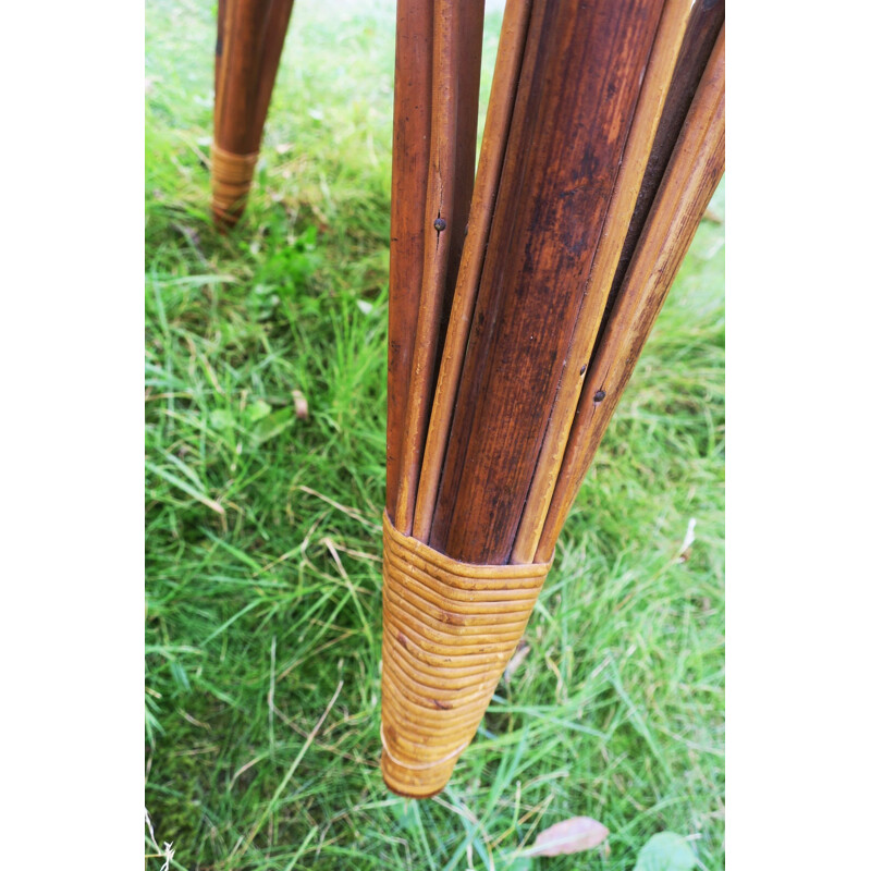 Vintage Leaf-Shaped Bamboo Garden Table 1960