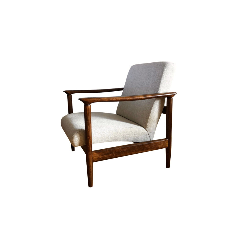 Vintage Beige Armchair Model Gfm 142 By Edmund Homa For Gościcińskie Fabryki Mebli 1960s