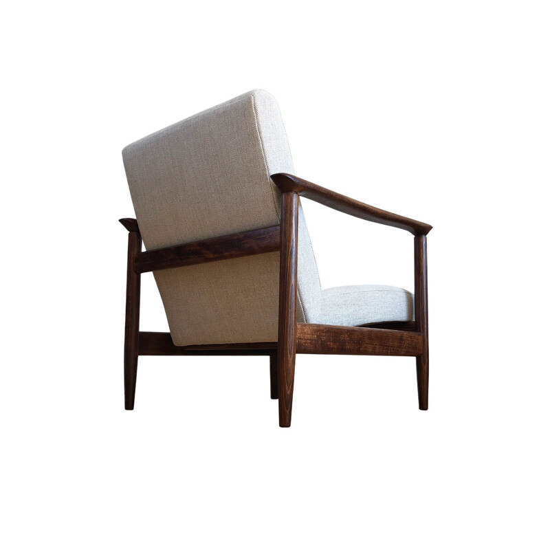 Vintage Beige fauteuil Model Gfm 142 van Edmund Homa voor Gościcińskie Fabryki Mebli 1960