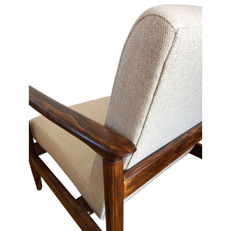 Vintage Beige fauteuil Model Gfm 142 van Edmund Homa voor Gościcińskie Fabryki Mebli 1960