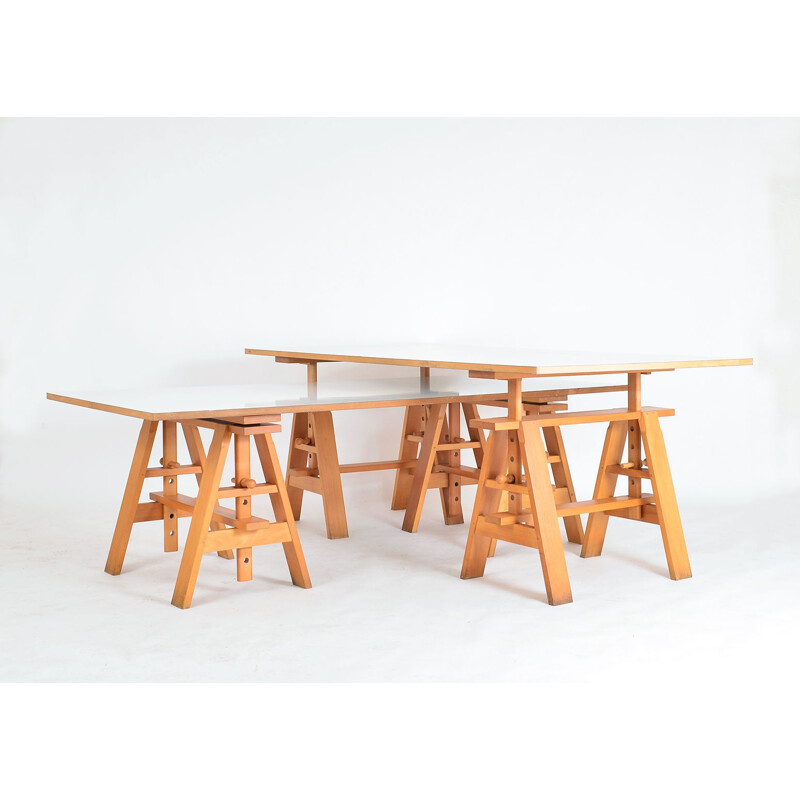 Paire de bureaux vintage Leonardo post-moderne Tables de travail par Achille Castiglioni pour Zanotta, Italien