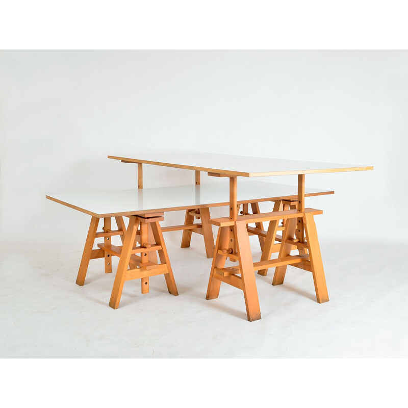 Pair of vintage Post-Modern Leonardo Desks Work Tables by Achille Castiglioni for Zanotta, Italian