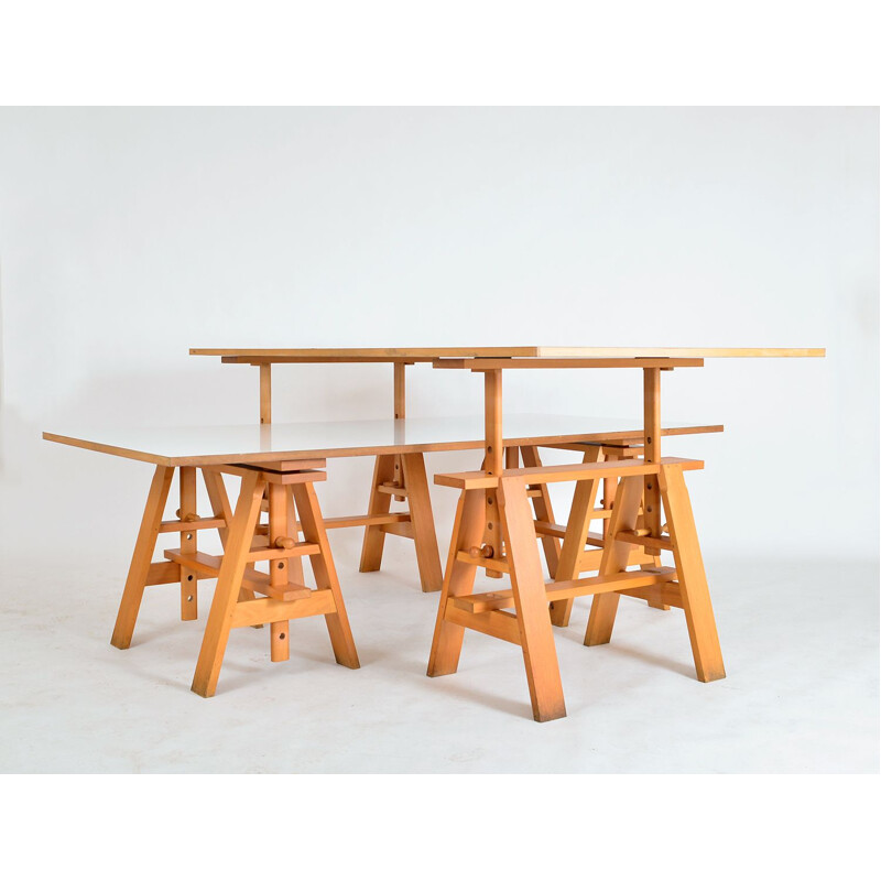 Pair of vintage Post-Modern Leonardo Desks Work Tables by Achille Castiglioni for Zanotta, Italian