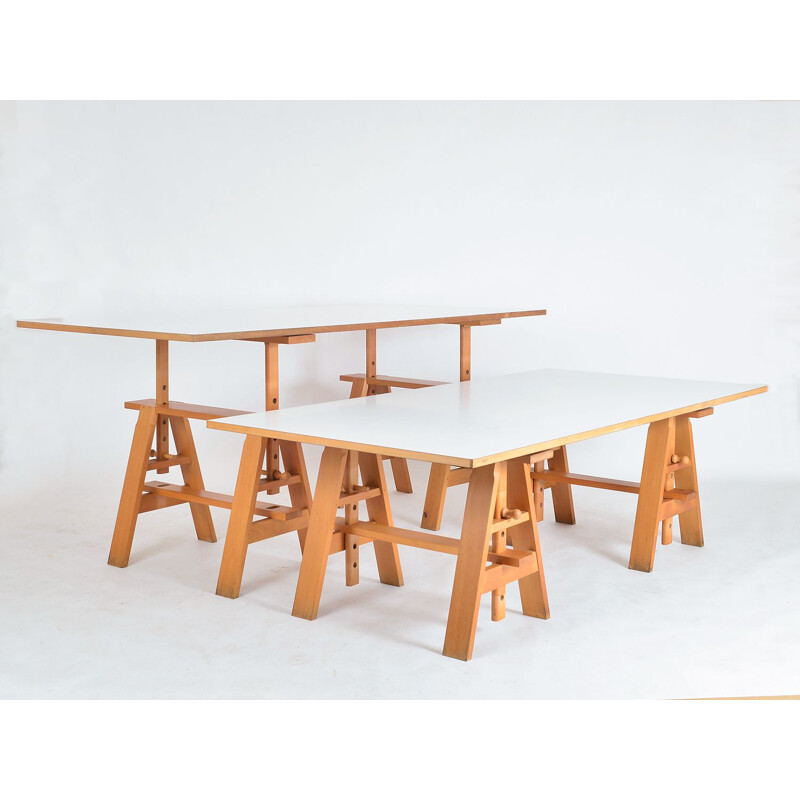 Paire de bureaux vintage Leonardo post-moderne Tables de travail par Achille Castiglioni pour Zanotta, Italien