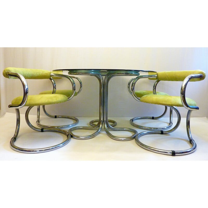 Tecnosalotto dining room table and four chairs - 1960s