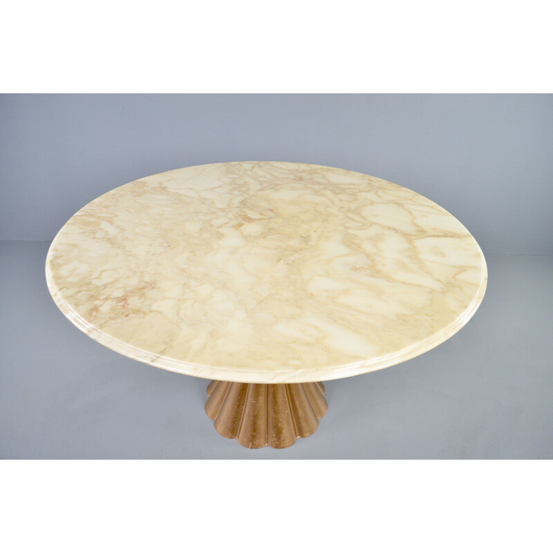 Vintage marble and cast iron dining table by Angelo Mangiarotti 1970