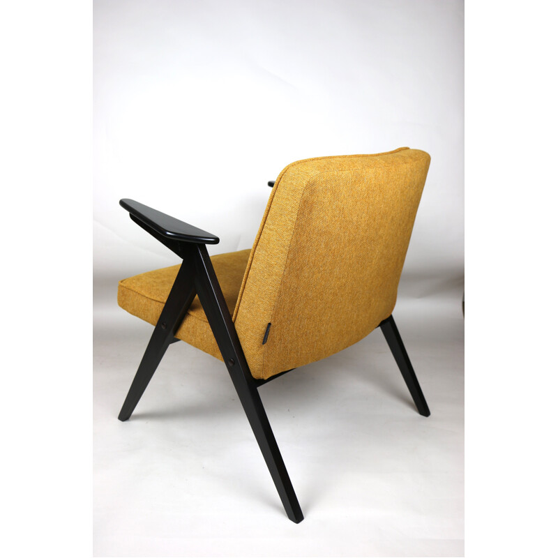 Vintage yellow and orange Bunny armchair by Józef Chierowski 1970