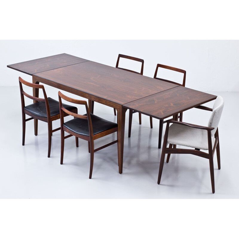 Vintage rosewood dining table by Poul Hundevad & Kai Winding, Danish 1950