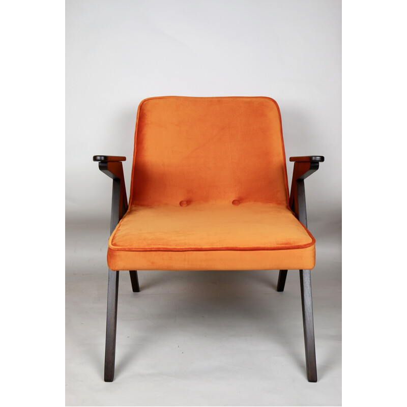 Vintage Bunny orange armchair by Józef Chierowski 1970