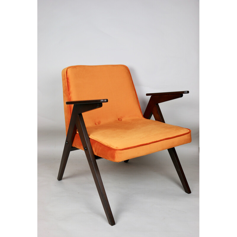 Vintage Bunny orange armchair by Józef Chierowski 1970