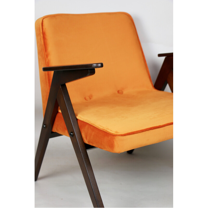 Vintage Bunny orange armchair by Józef Chierowski 1970